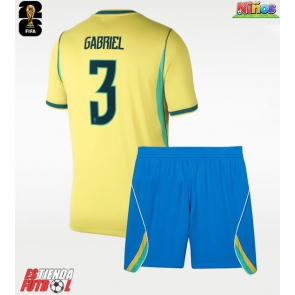Brasil Gabriel Magalhaes #3 Primera Equipación Niños Mundial 2026 Manga Corta (+ Pantalones cortos)